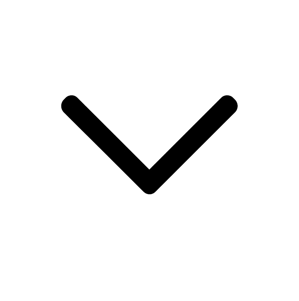 Flat Black Downward Chevron Icon on Transparent Background