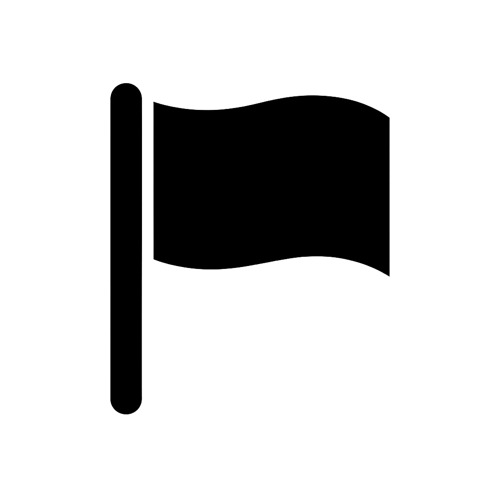Flat Black Flag Icon on Transparent Background