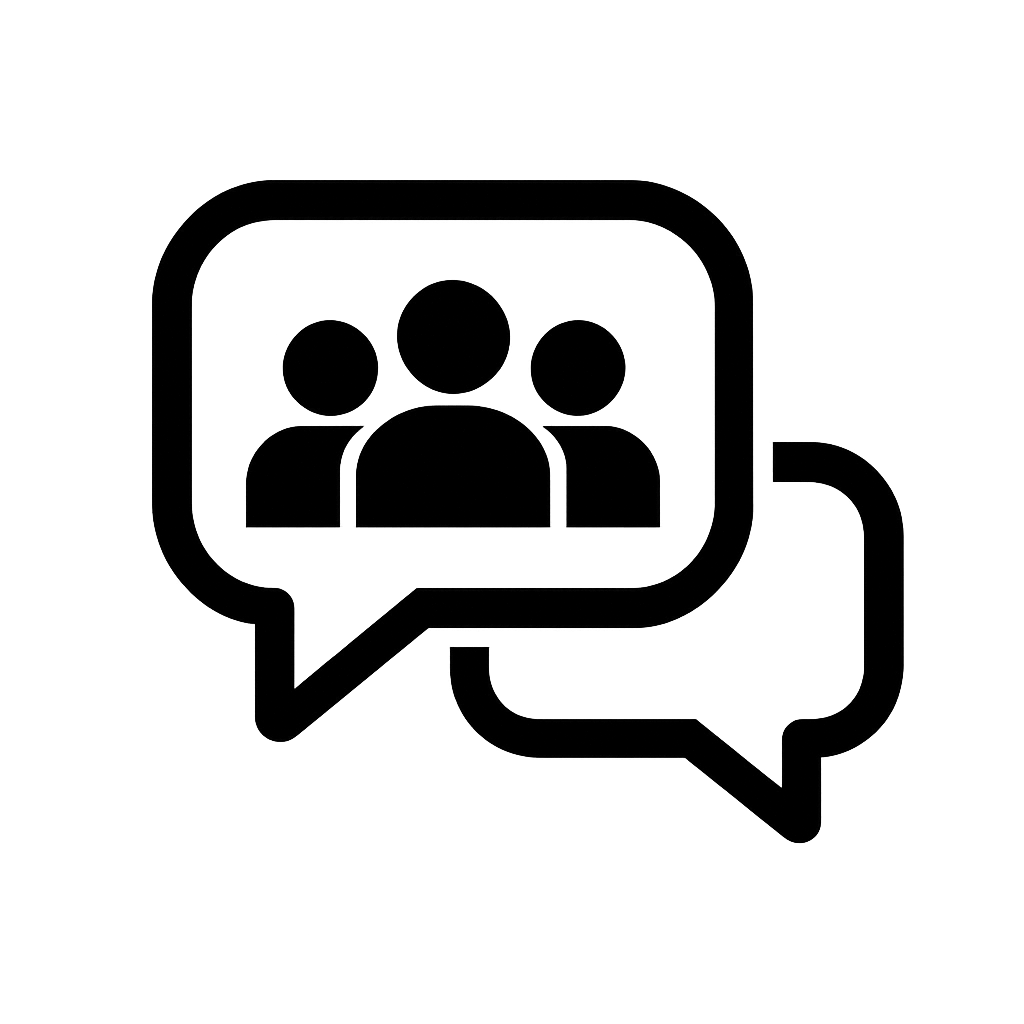 Flat Black Forum Discussion Icon on Transparent Background
