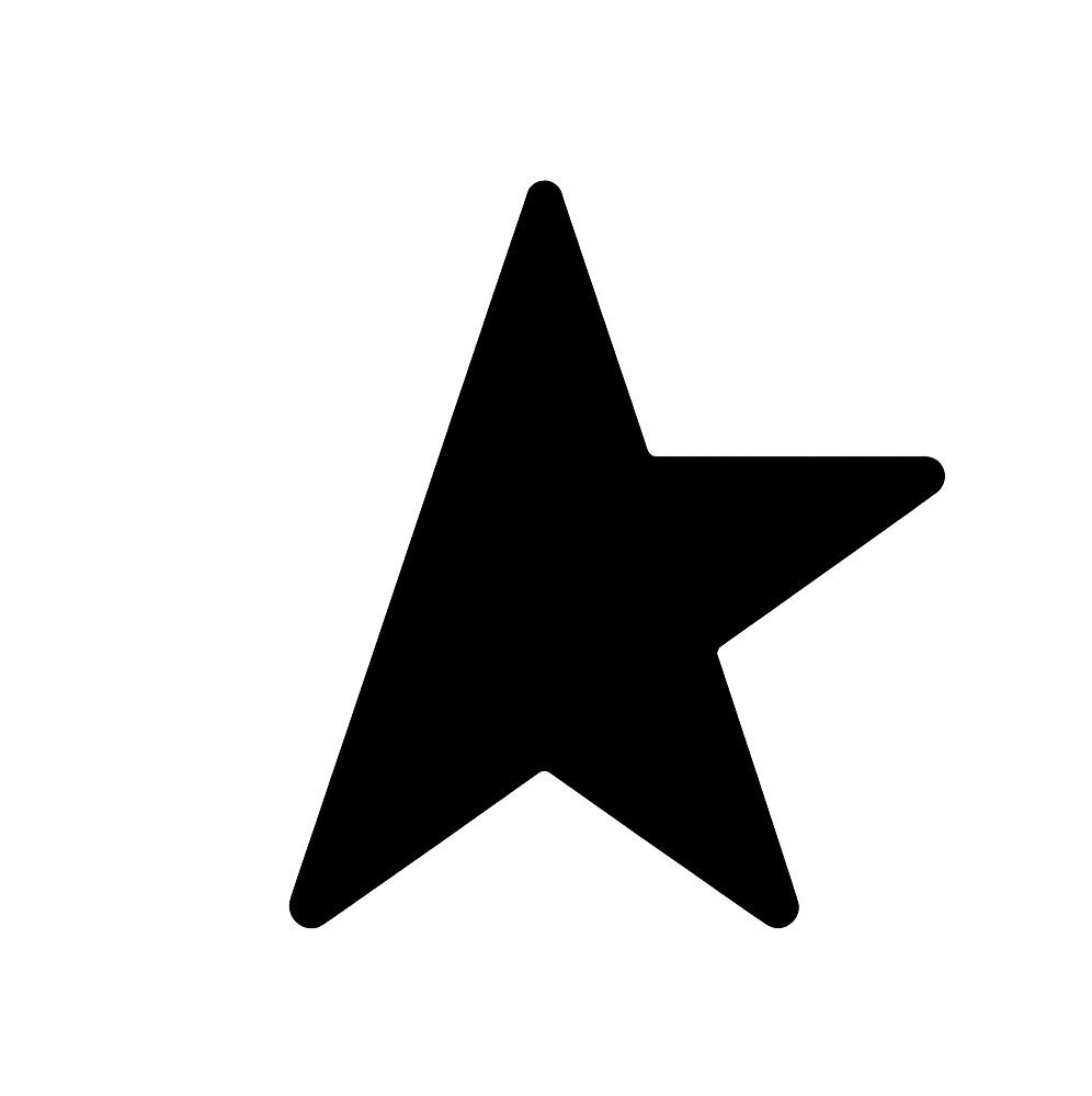 Flat Black Half Star Icon on Transparent Background