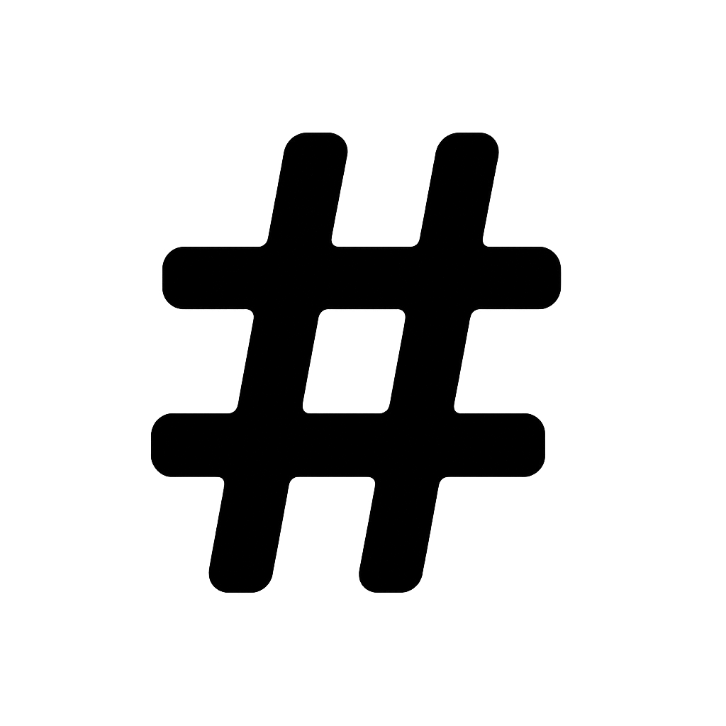 Flat Black Hashtag Icon
