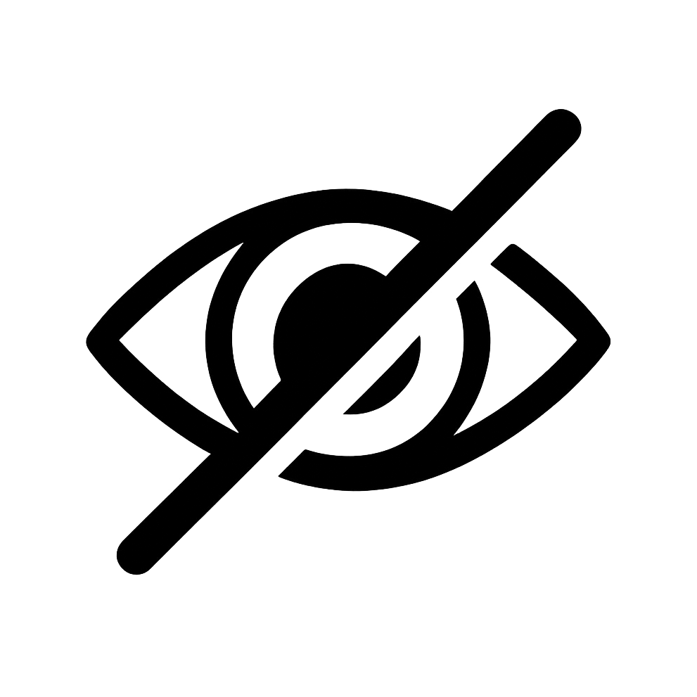 Flat Black Hidden Eye Icon
