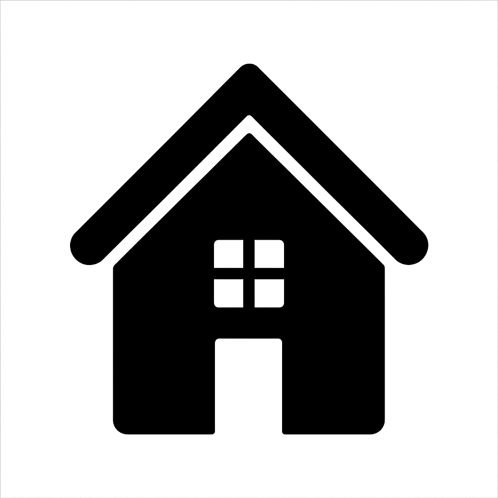 Flat Black Home Icon on Transparent Background