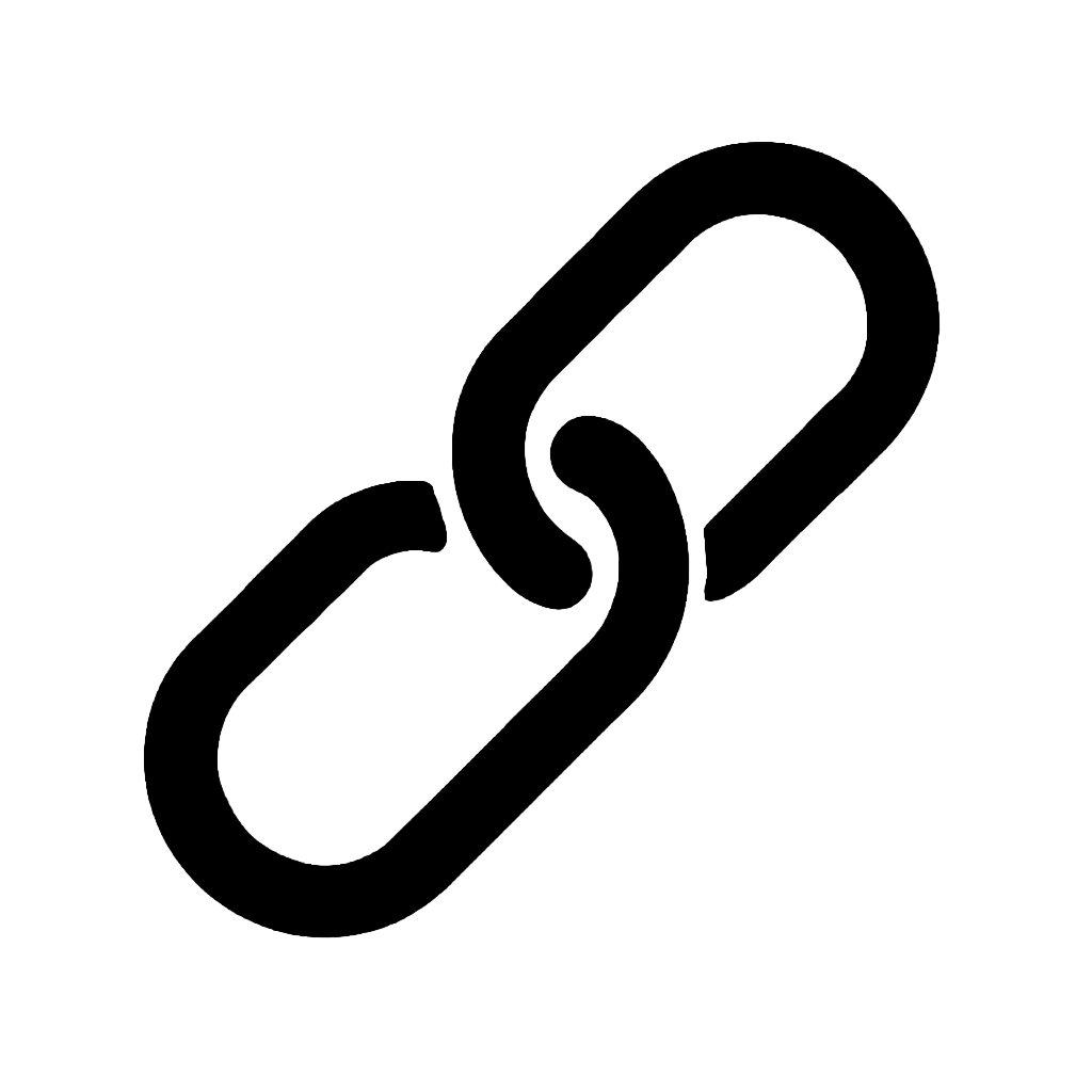 Flat Black Link Chain Icon on Transparent Background