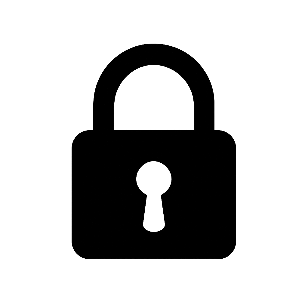 Flat Black Lock Icon on Transparent Background