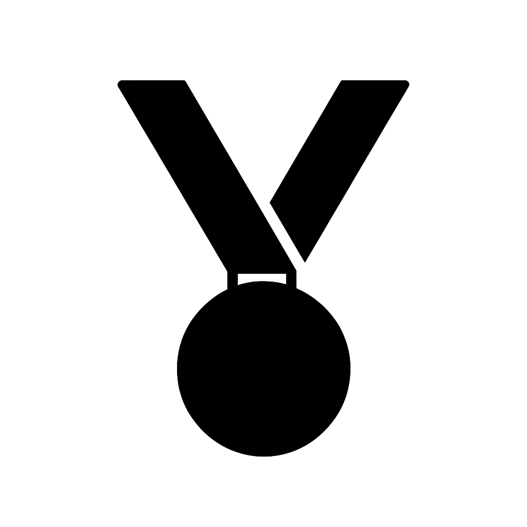 Flat Black Medal Icon on Transparent Background