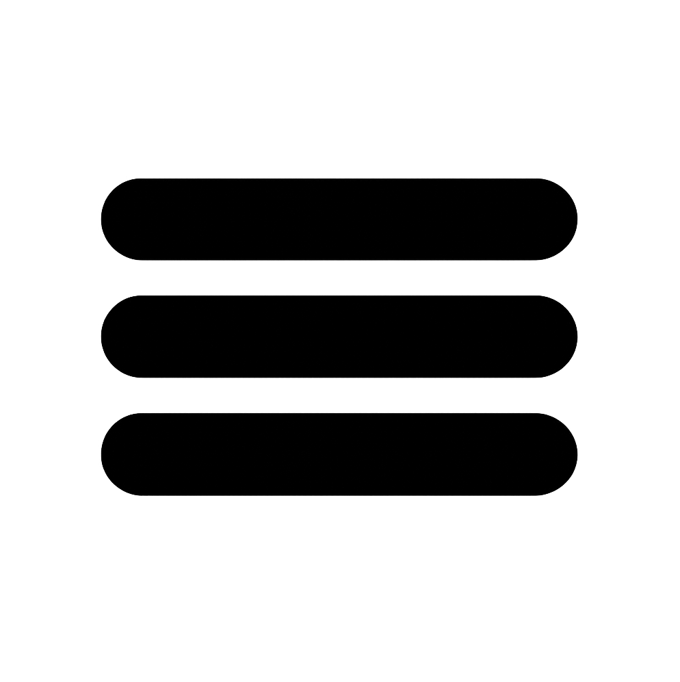 Flat Black Menu Bars Icon on Transparent Background