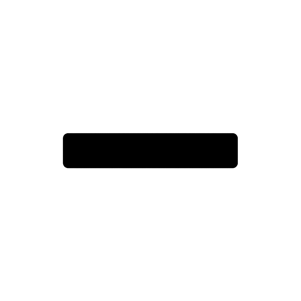 Flat Black Minus Icon on Transparent Background