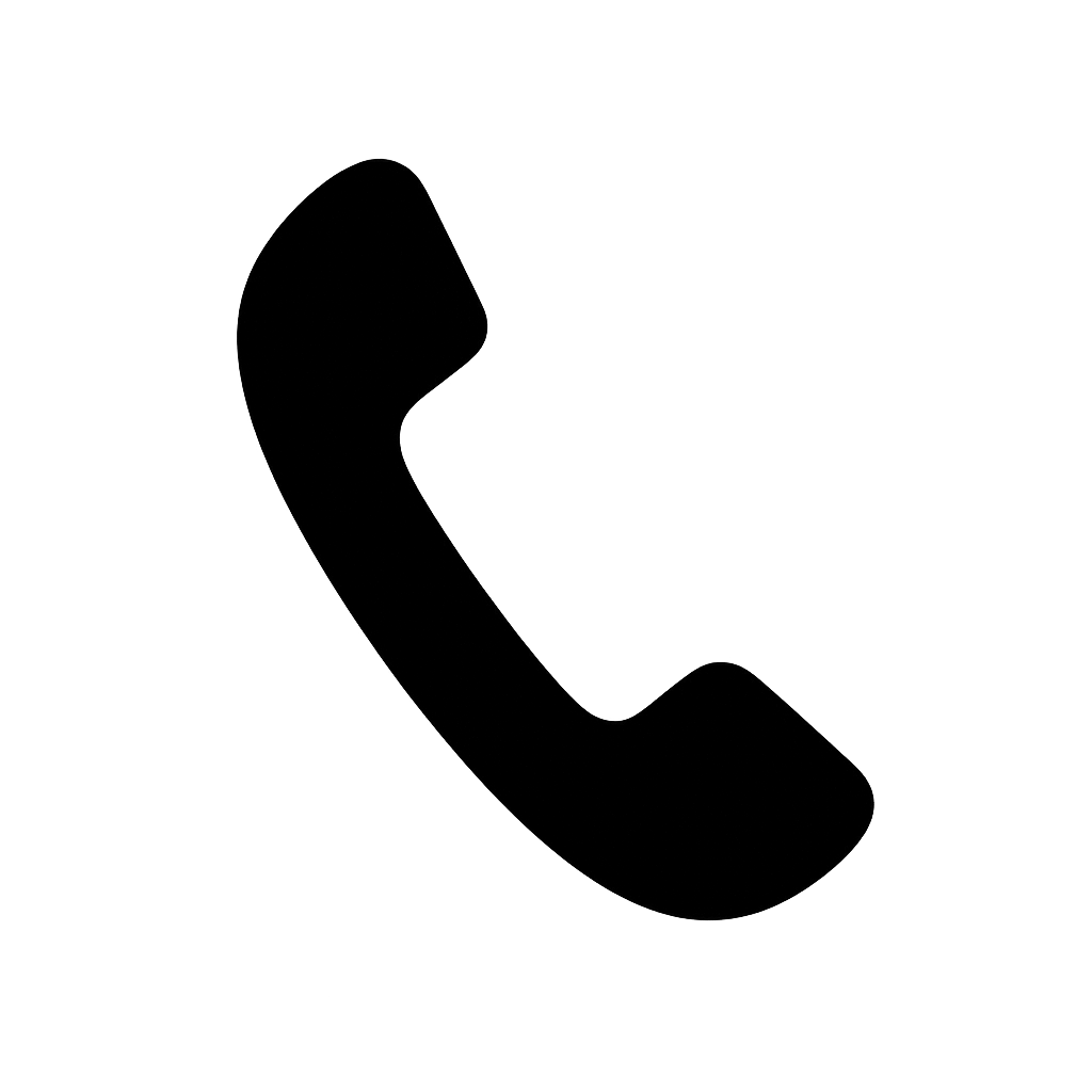 Flat Black Phone Icon on Transparent Background