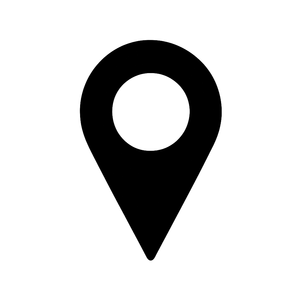 Flat Black Pin Location Icon on Transparent Background