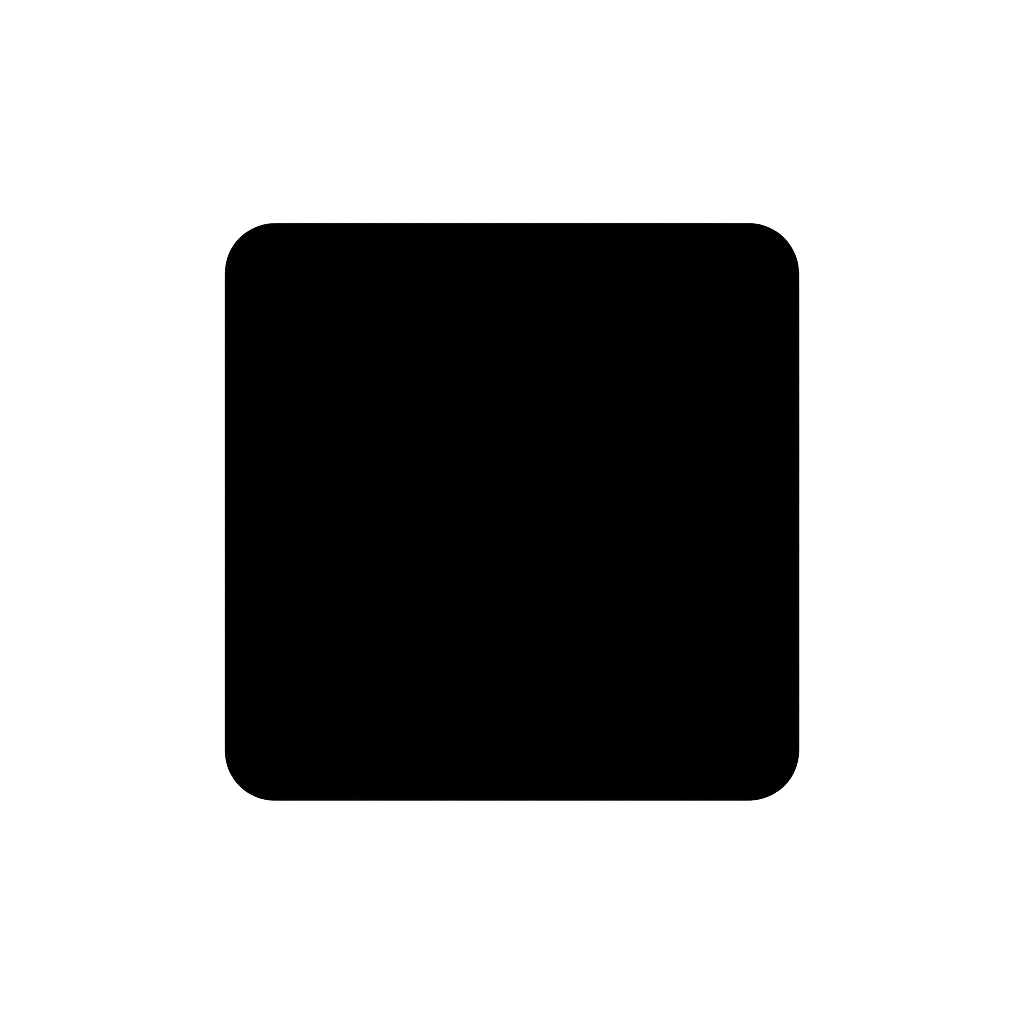 Flat Black Stop Square Icon on Transparent background