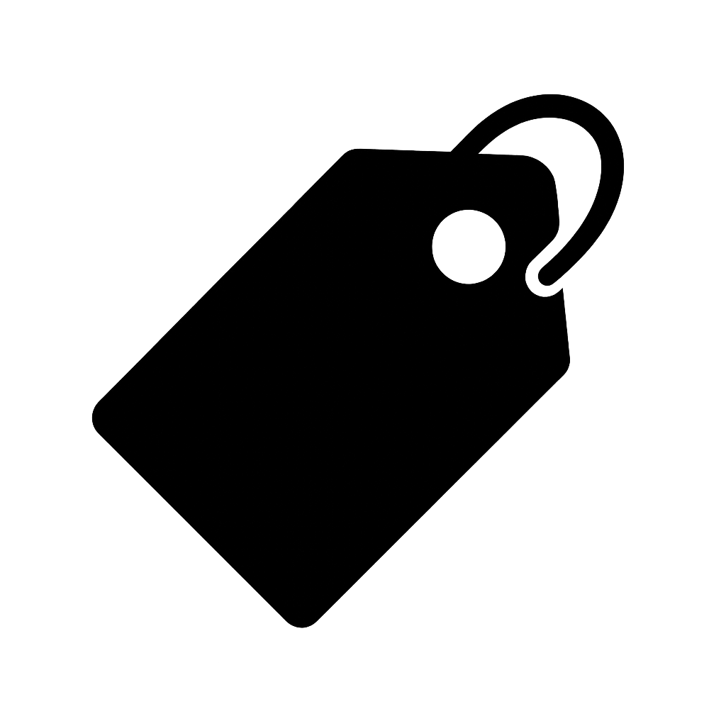 Flat Black Tag Label Icon on Transparent Background