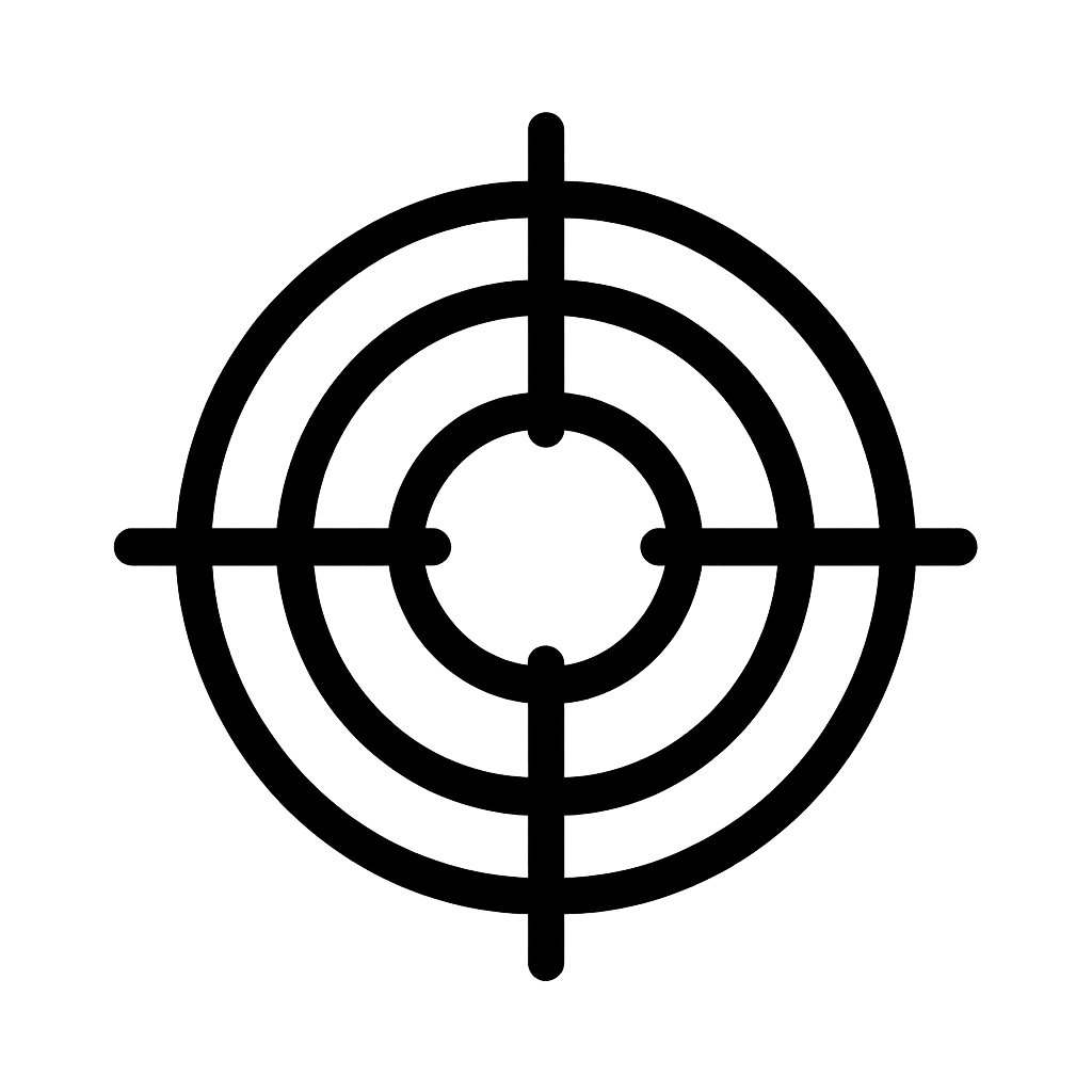 Flat Black Target Icon on Transparent Background
