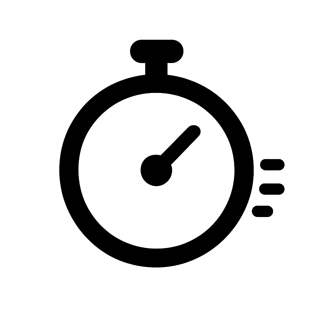 Flat Black Timer Icon on Transparent Background