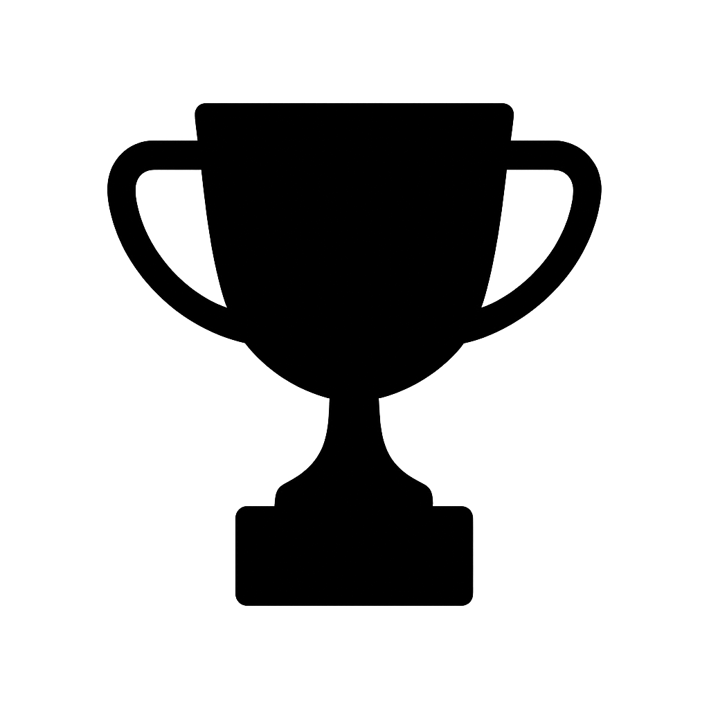 Flat Black Trophy Icon on Transparent Background