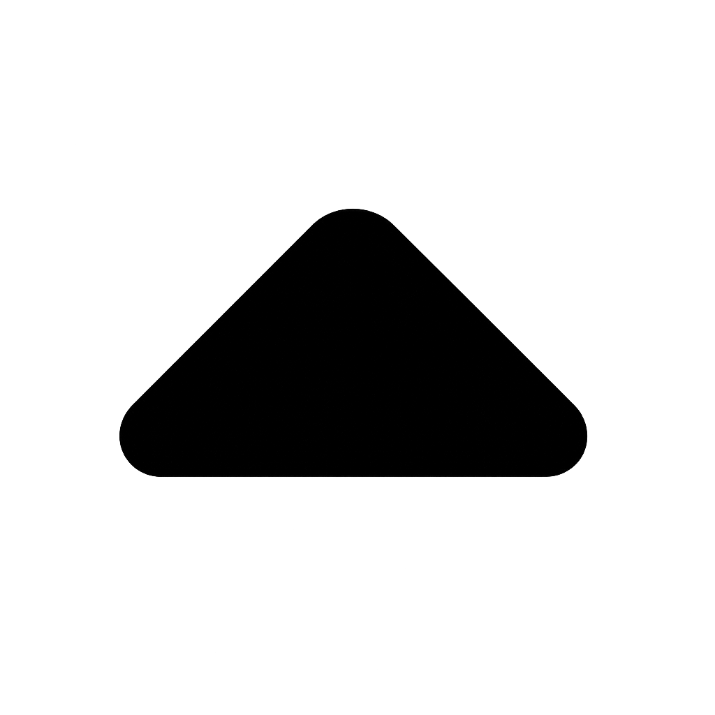 Flat Black Upward Caret Icon on Transparent Background