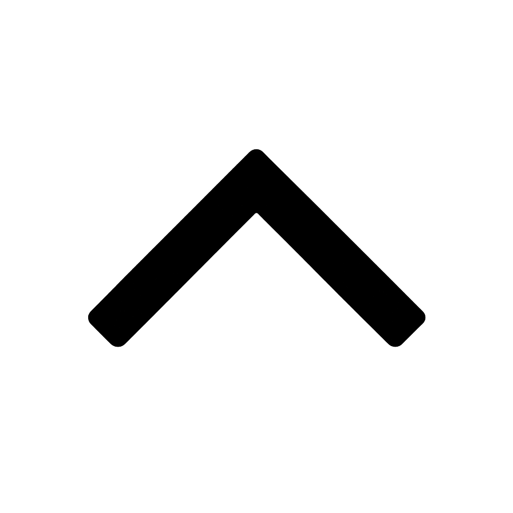 Flat Black Upward Chevron Icon on Transparent Background