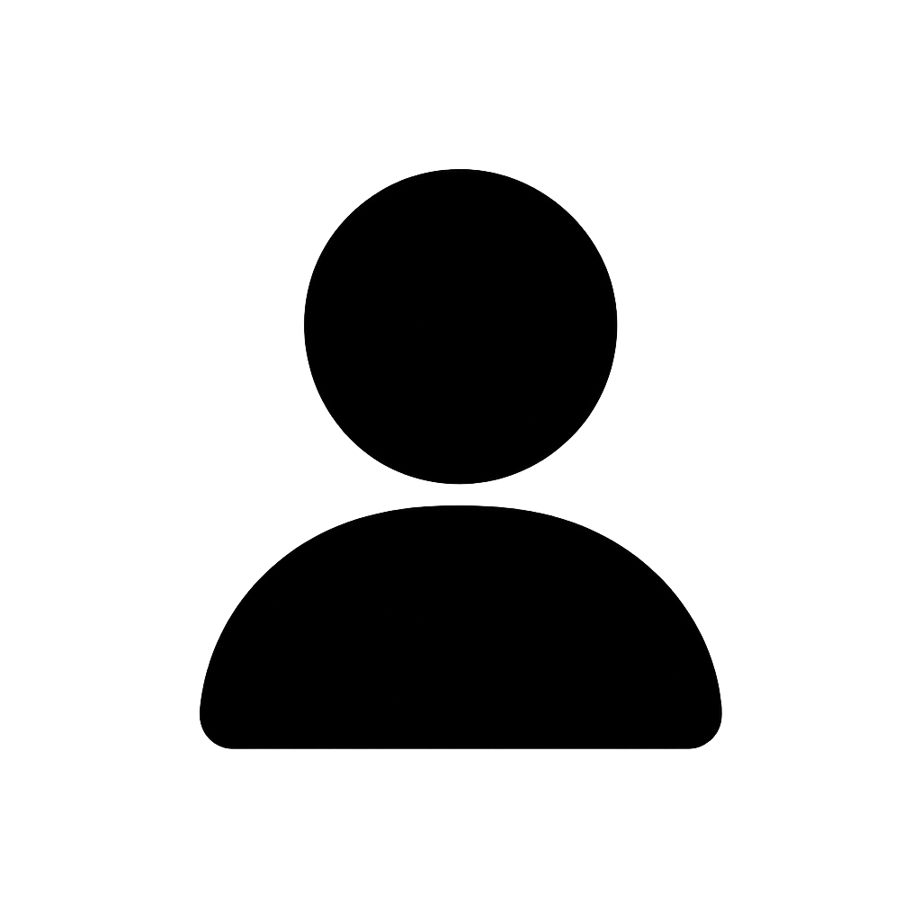 Flat Black User Profile Icon on Transparent Background