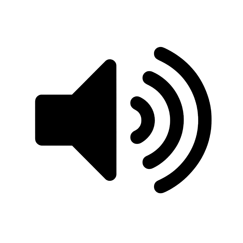 Flat Black Volume Up Icon on Transparent Background