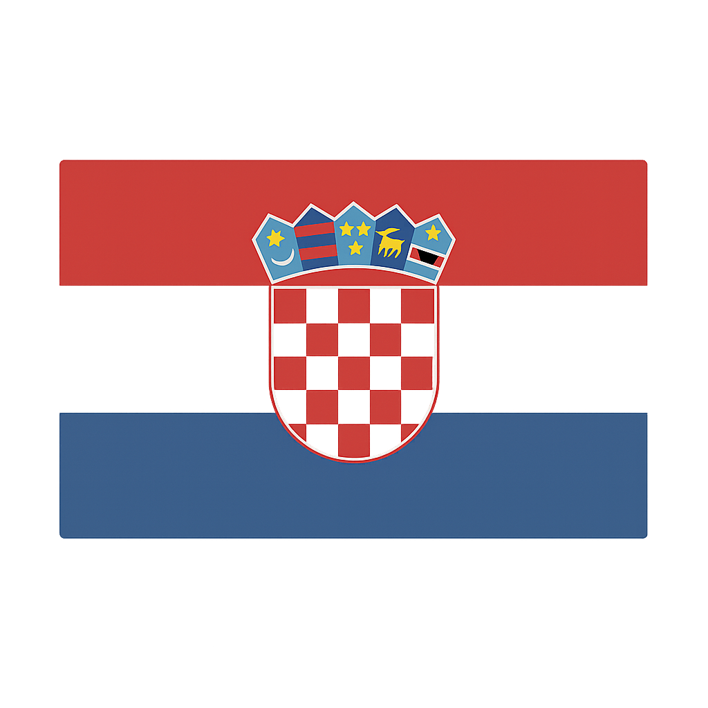 Flat Croatian National Flag Vector transparent background