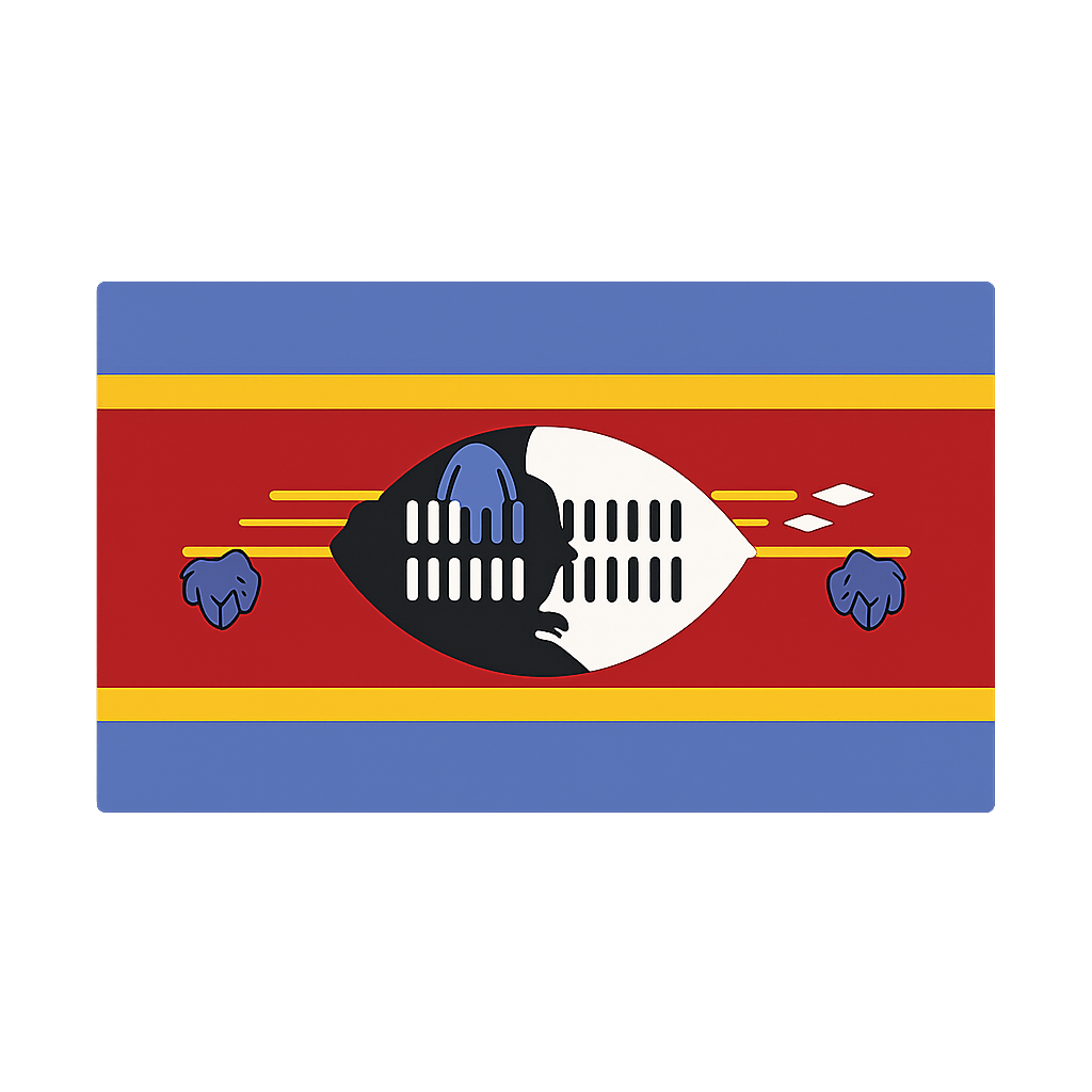 Flat Design Eswatini Flag Icon Transparent Background