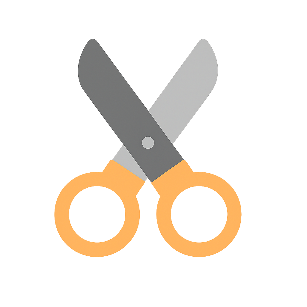 Flat Design Orange Handle Scissors Icon