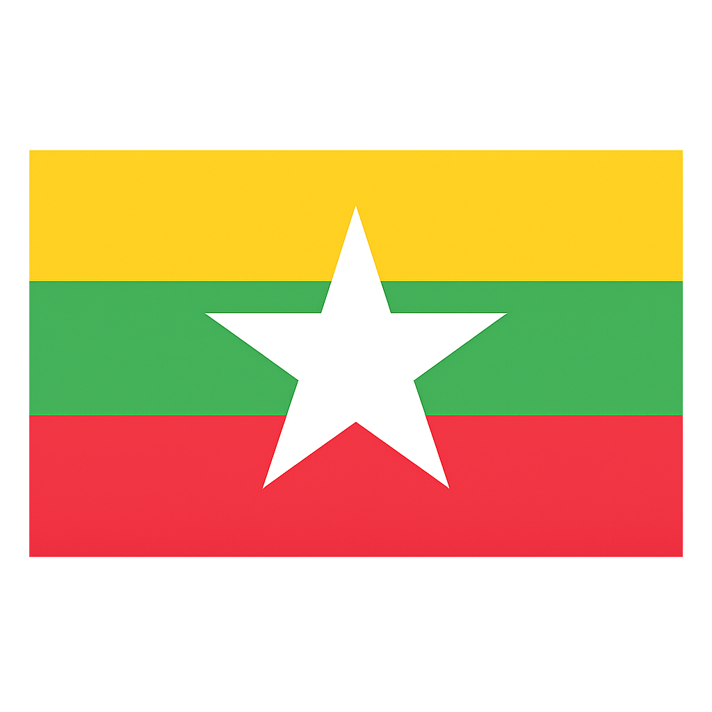 Flat digital graphic Myanmar flag transparent background