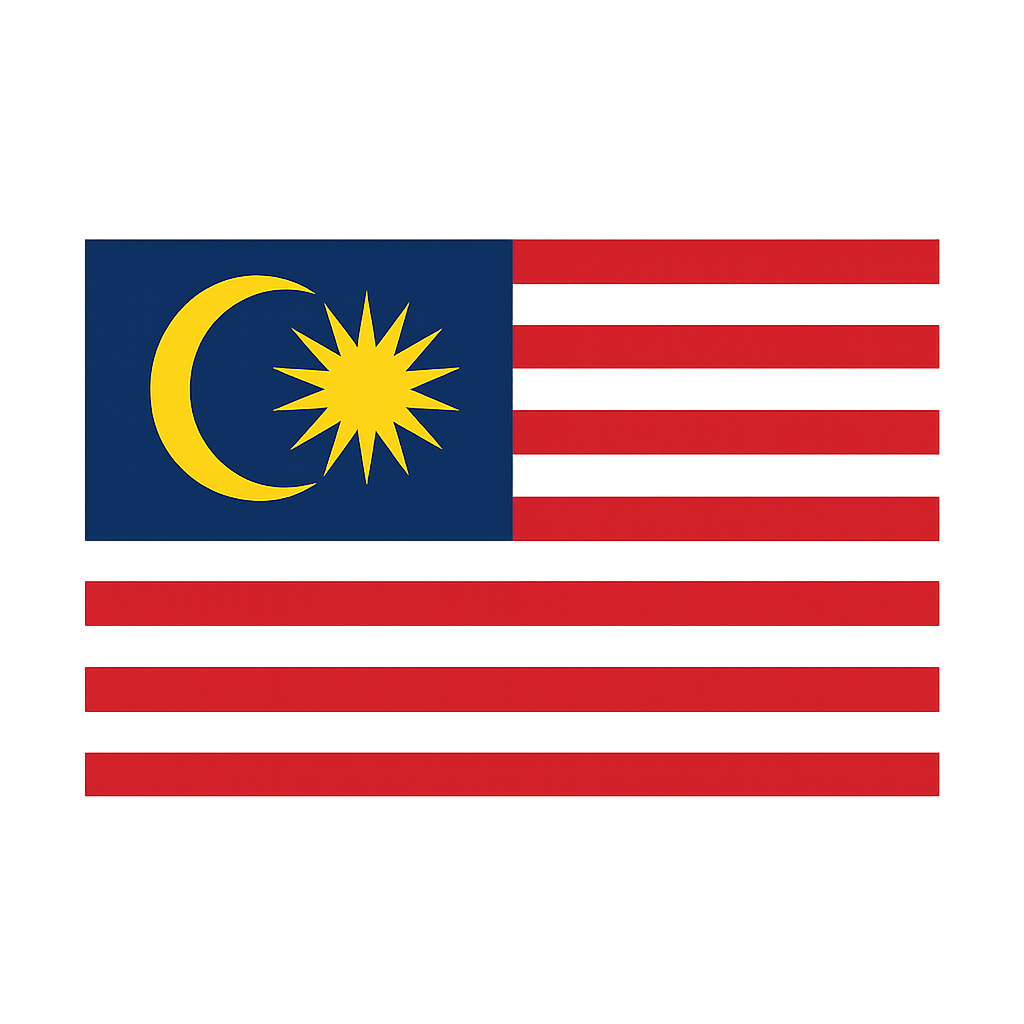 Flat Flag of Malaysia Vector, transparent background