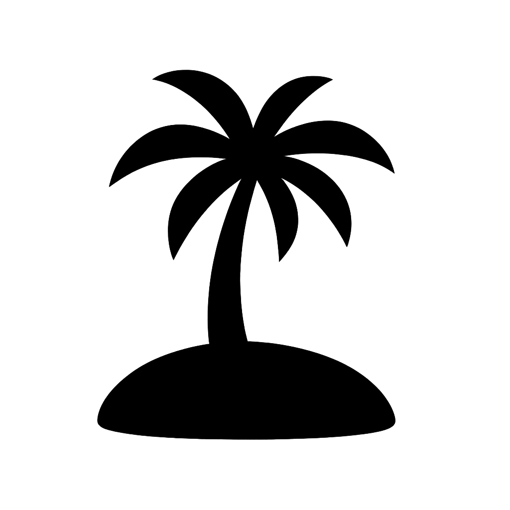 Flat Icon of a Deserted Tropical Island