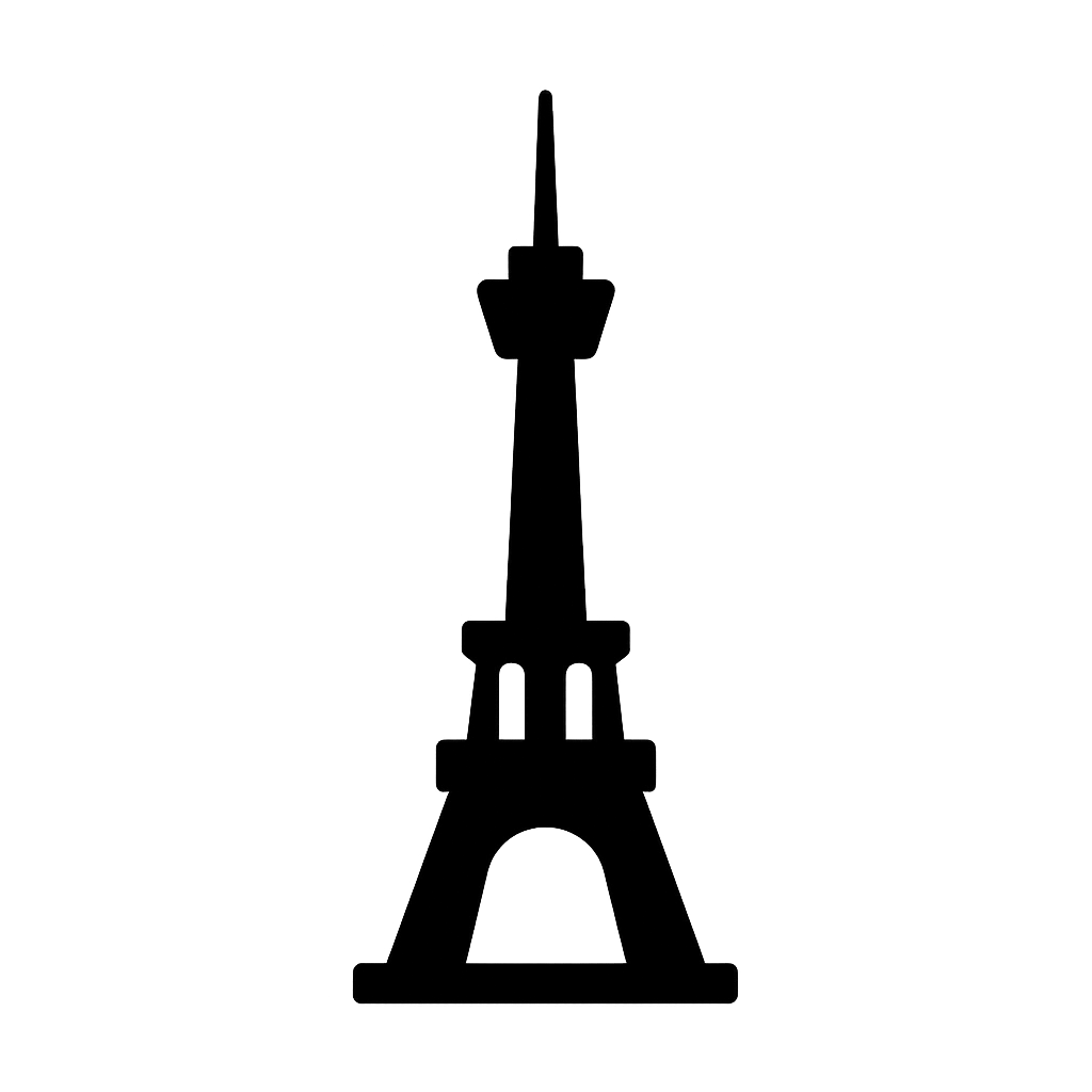 Flat Icon of a Tall Tower Landmark