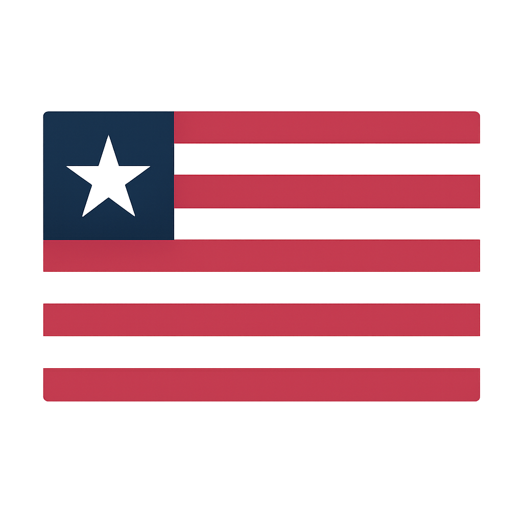 Flat Liberia Flag Vector with Transparent Background