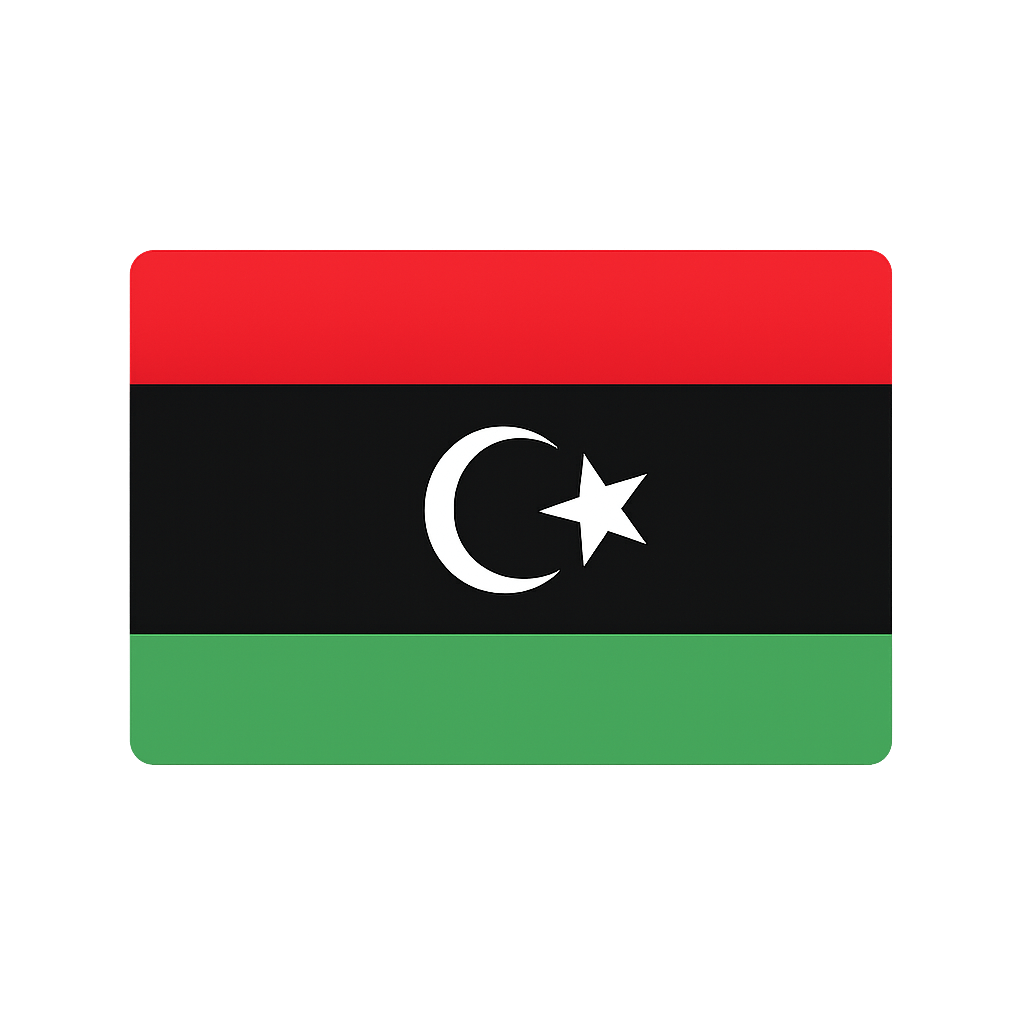 Flat Libya Flag Vector Transparent Background
