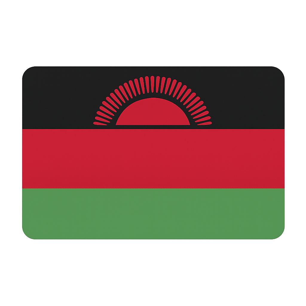 Flat Malawi Flag Icon, transparent background