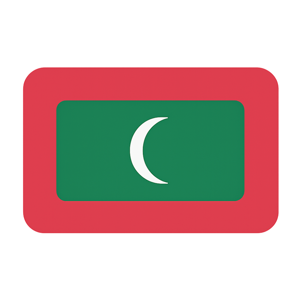 Flat Maldives Flag Icon, transparent background