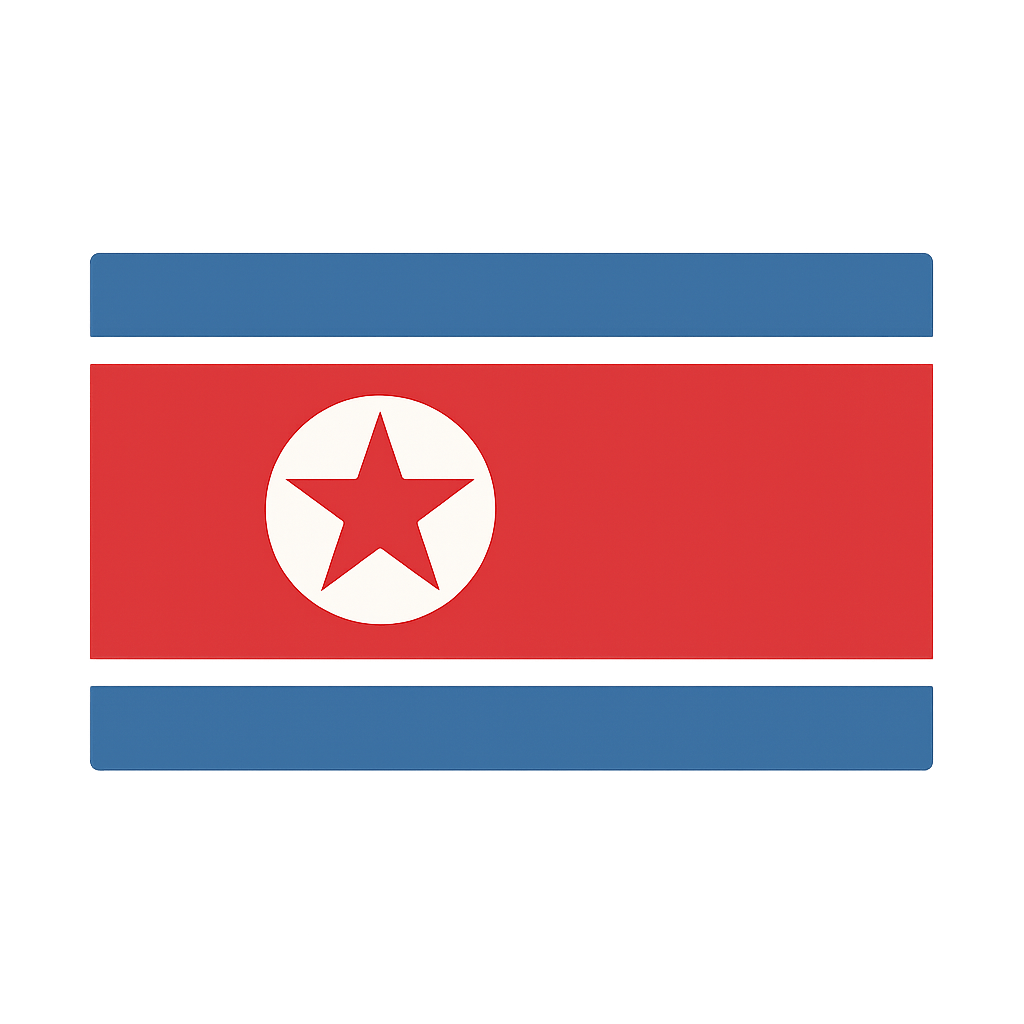 Flat North Korea National Flag Vector transparent background