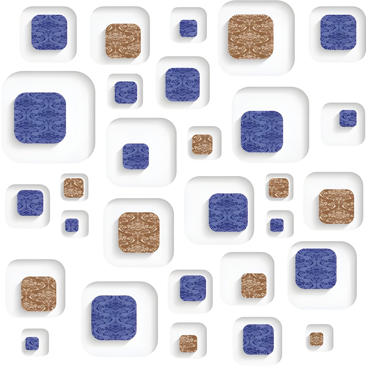 Floating Damask Pattern Squares Tile