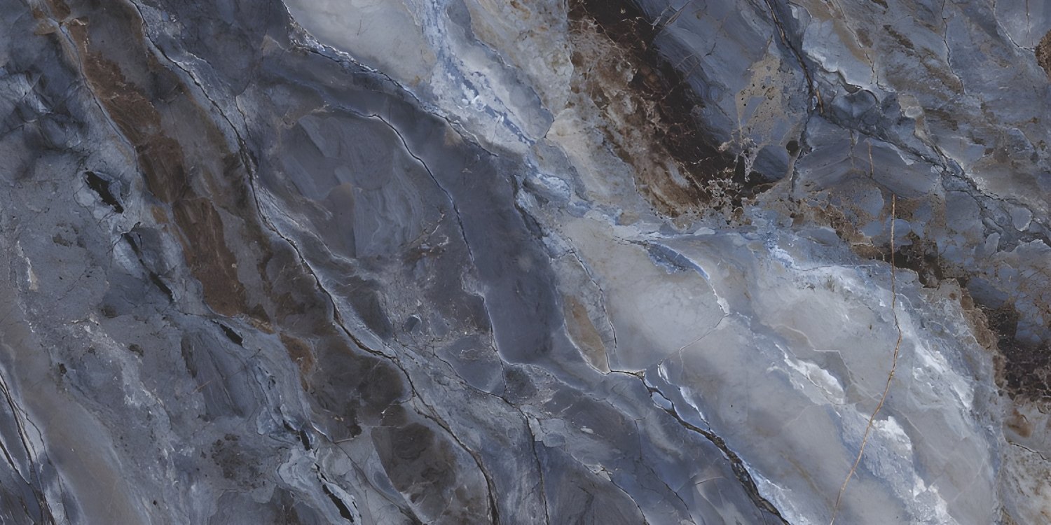 Flowing Blue Marble Brown Grey Veins