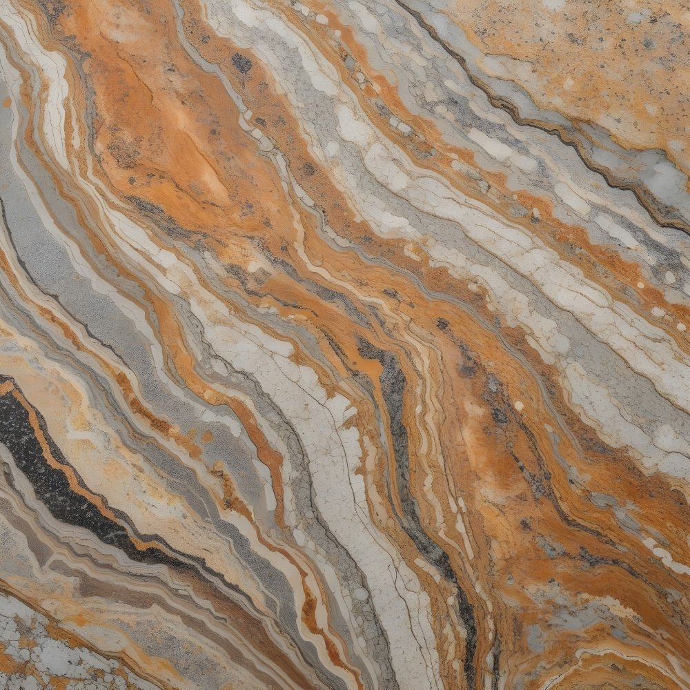Flowing Orange Grey Marble Stone Tile