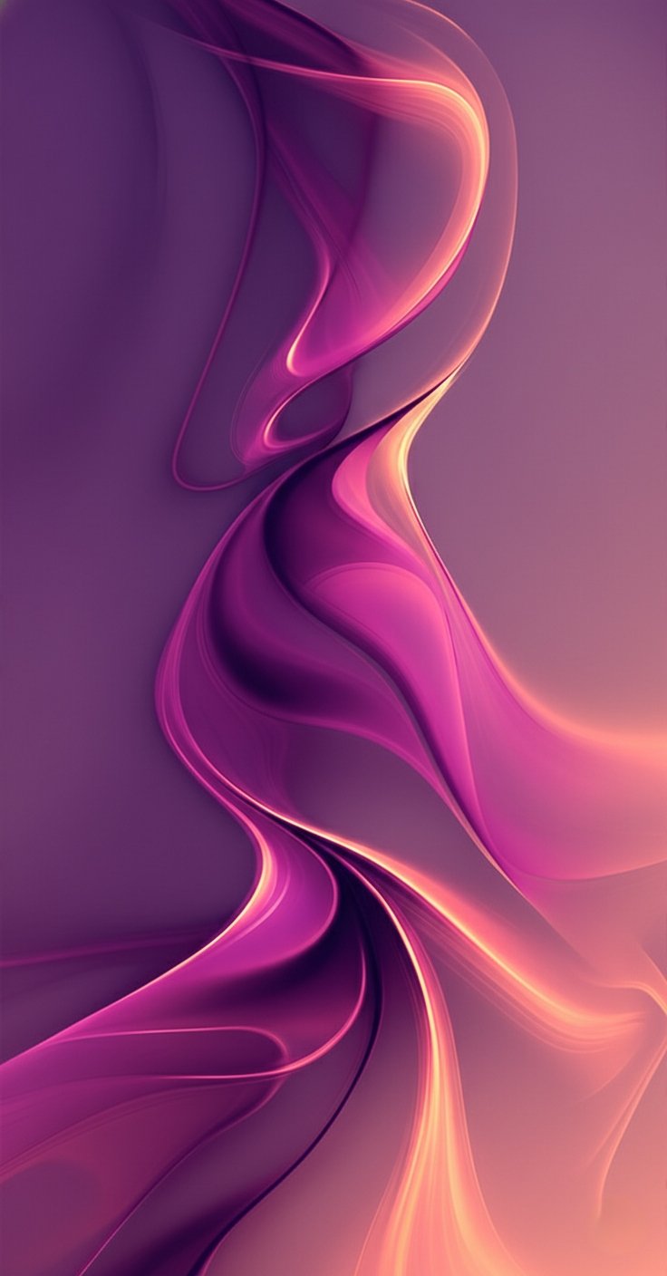 Flowing Pink Purple Ribbon Waves Mobile Wallpaper