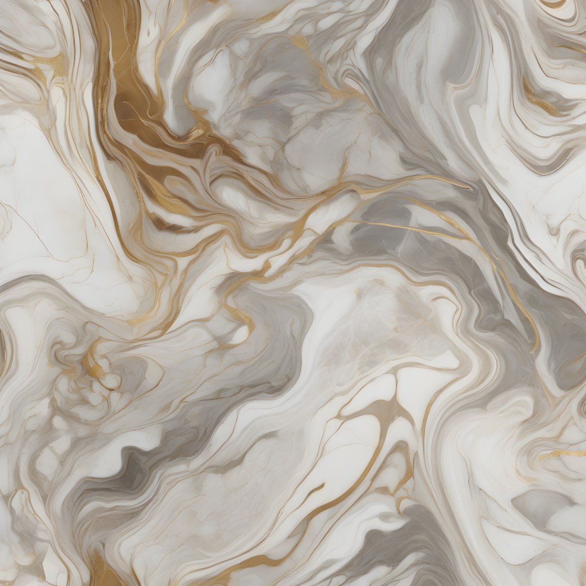 Fluid White Grey Marble with Gold Accents