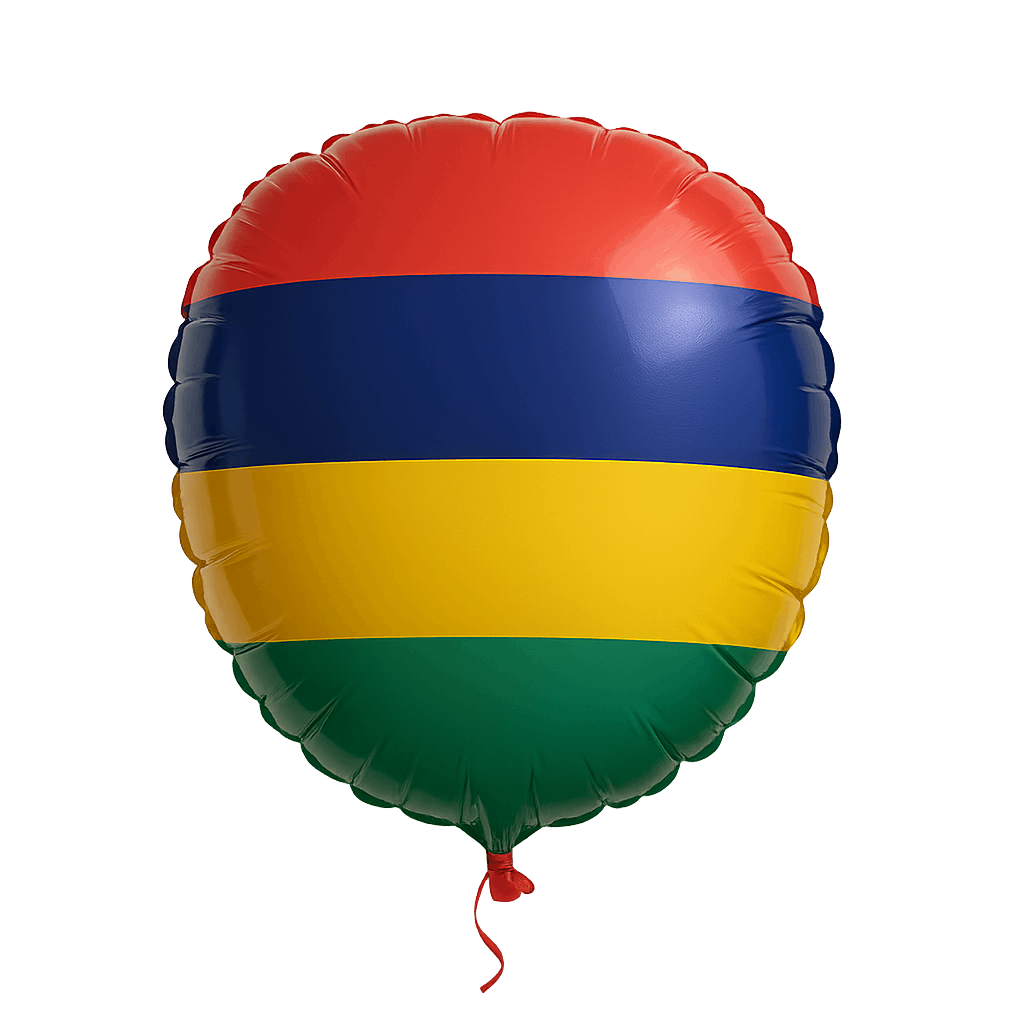 Foil Balloon with Mauritius Flag, Transparent Background