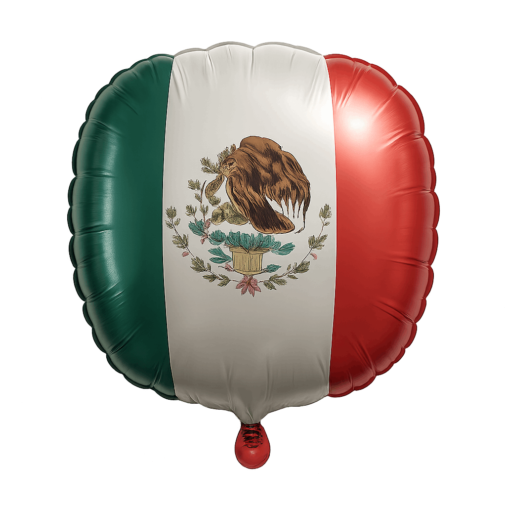 Foil Balloon with Mexican Flag Design, Transparent Background