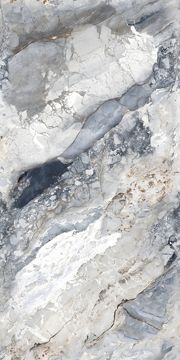 Fragmented High-Contrast Grey White Marble