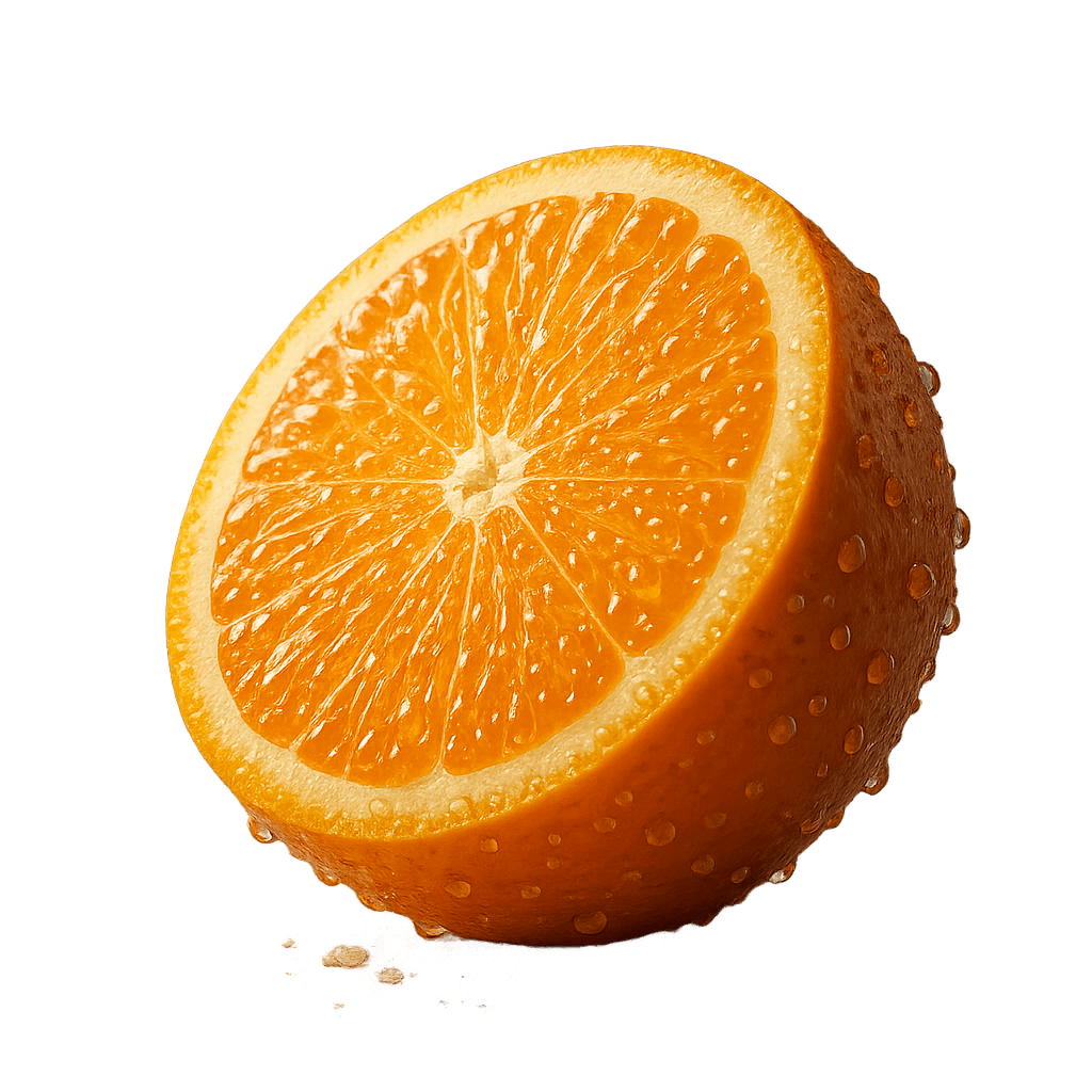 Fresh Juicy Sliced Orange with Droplets