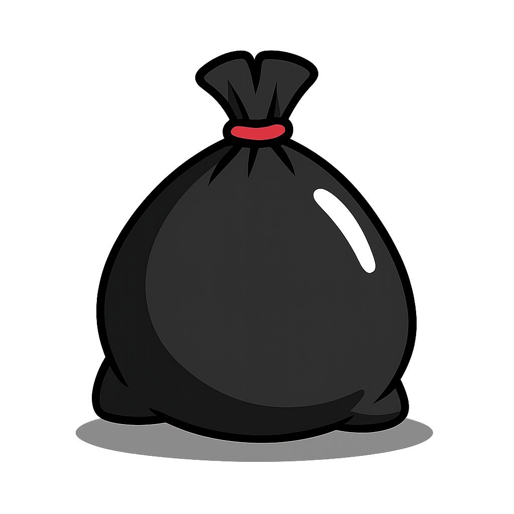 Full Black Garbage Trash Bag Transparent Background