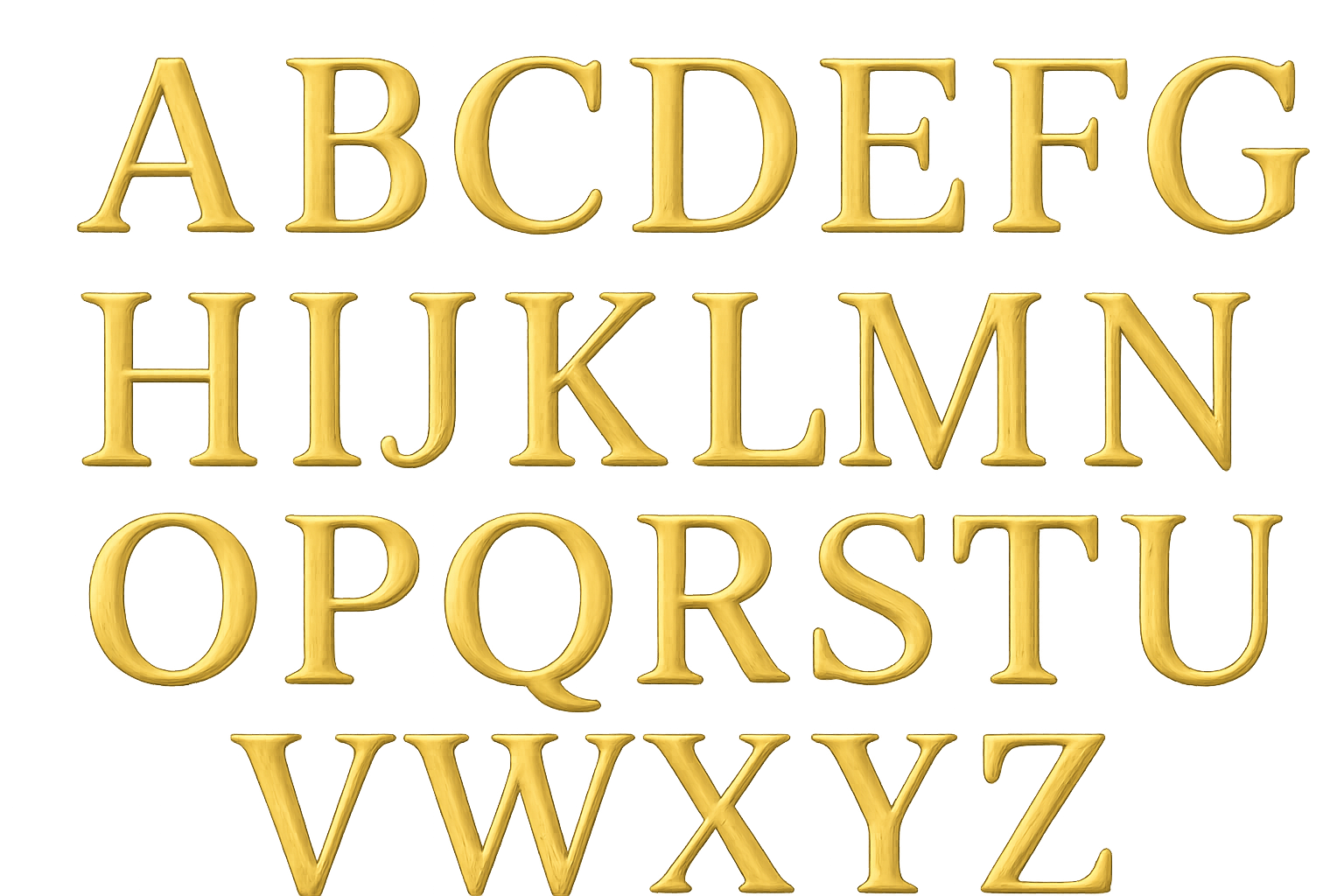 Full Golden 3D Alphabet Letter Set