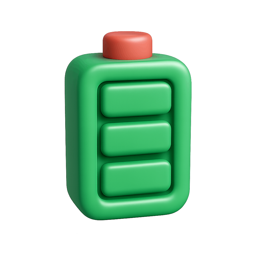 Full Green 3D Battery Level Indicator