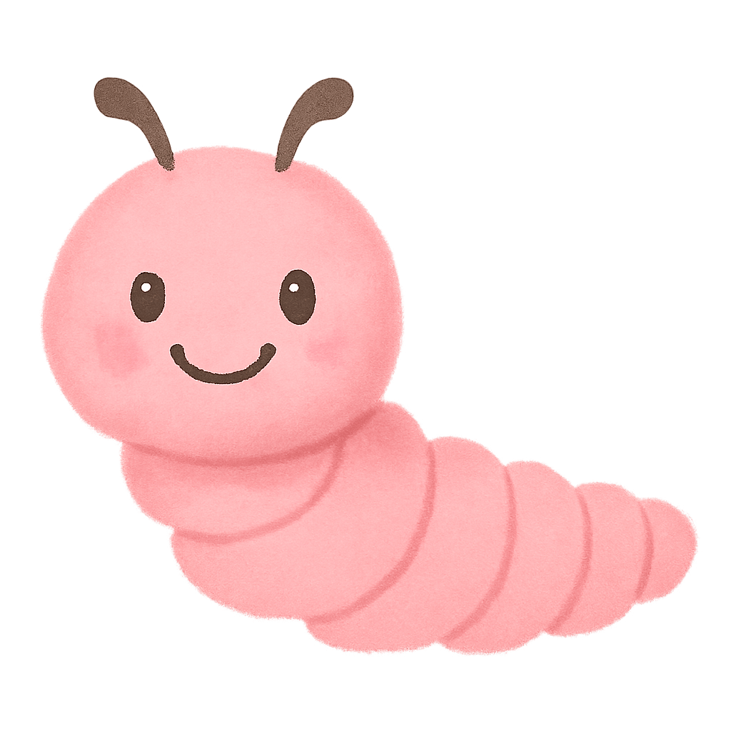 Fuzzy Pink Cute Grub Worm Transparent Background