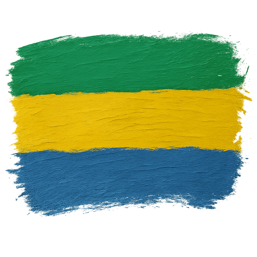Gabon Flag Brush Stroke Transparent Background Art