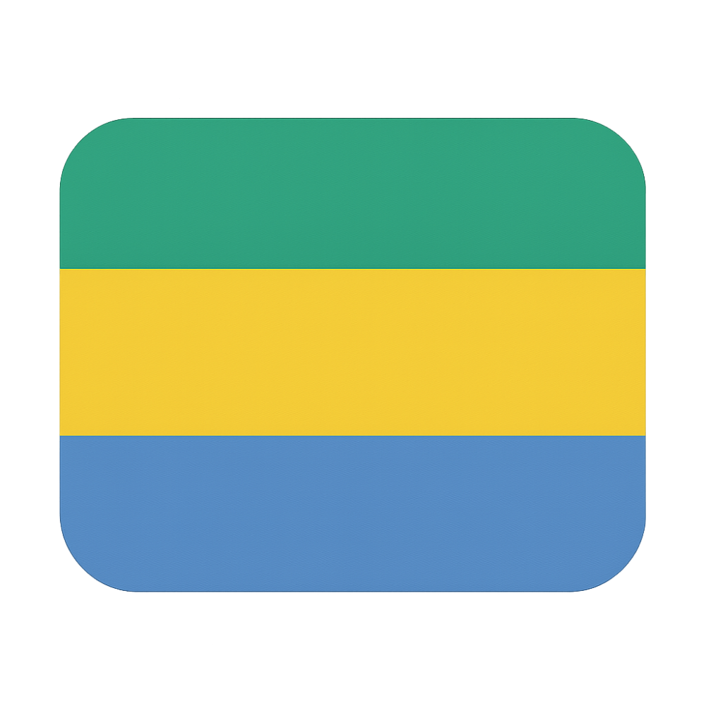 Gabon Flag Flat Rounded Transparent Background Vector